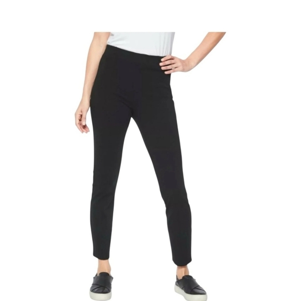 Athleta Black Sienna Skinny Pin Tuck Ponte Pants Cropped Size 12
